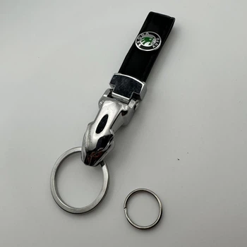 Брелок для ключів екошкіра чорна голова тигра (шкода) Skoda