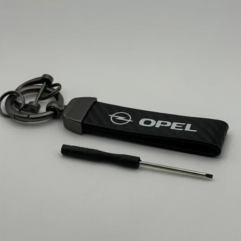 Брелок для ключів шкіряний карбон OPEL екошкіра чорний оболь