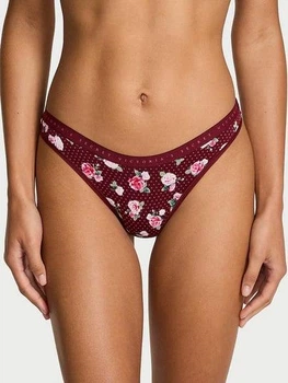 Жіночі трусики Victoria's Secret (352221976641) Stretch Cotton High-Leg Scoop Thong XS бордові