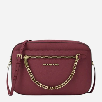 Сумка кросс-боди через плечо женская из натуральной кожи маленькая Michael Kors 859376303 Бордовая (1159854191)