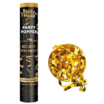 Хлопушка Премиум Party Poper Partymania 30см Серпантин Золото