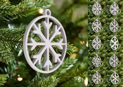 Набор Елочных Шаров Снежинка Christmas Ornament Ball Decoration Snowflake 3Д Печать Белый 7 См
