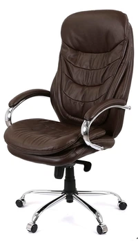 Кресло АКЛАС Валенсия Soft CH MB (Кожа LC-K Dark brown/PU Dark brown)