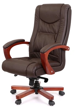 Кресло АКЛАС Артур EX MB (Кожа LC-K Dark brown/PU Dark brown)