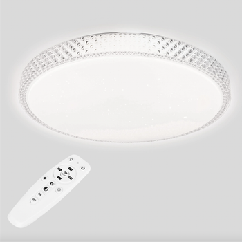 Світильник настінно стельовий LED бра SunLight 408-500 72 Вт Ø500 мм люстра з пультом дистанційного керування декоративний світлодіодний білий для дому спальні передпокою вітальні кухні енергозберігаюча лампа з теплим світлом і регулюванням яскравості
