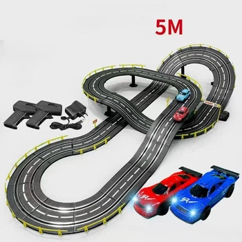 Автотрек детский гоночный трек 5 м 146x81 см гонки с 2 машинками и пультами управления 1:43 от сети