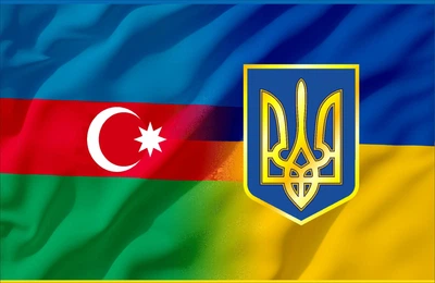 Прапор Азербайджан-Україна 80*120 см, прапорна сітка, преміум друк