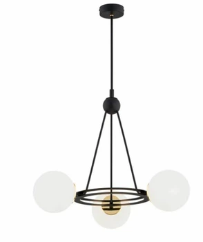 Люстра підвісна кільце з плафонами Light House SRS-20538/3 BK+Copper чорна + мідь, плафони білі
