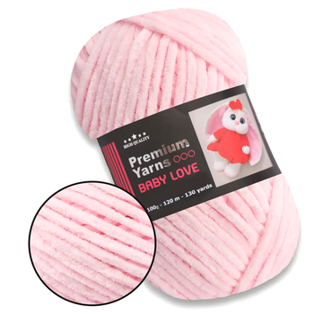Плюшева пряжа для вʼязання Преміум Бебі Лав Premium Yarn Baby Love 50 г, Світло-рожевий No319