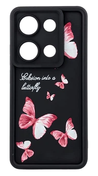 Чохол Shock Case Print для Xiaomi Redmi Note 13 Pro 4G бампер силіконовий чорний з малюнком Метелики