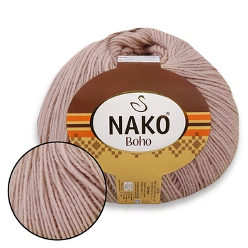 Пряжа Nako Boho, Бежевый №4459 полушерстяная нить для вязания джемперов, кофт, перчаток, носков, шапок, шарфов и других зимних изделий спицами и крючк