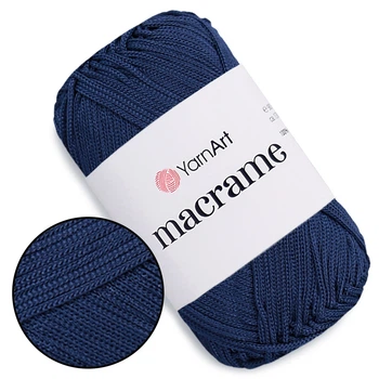 Пряжа YarnArt Macrame Темно-синий №162, полиэстеровый шнур 2 мм, нитка для вязания крючком и спицами, полиэстер 100%