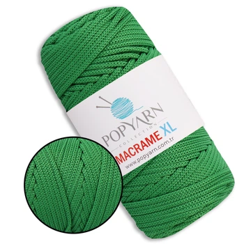 Шнур для макраме Popyarn Macrame XL, Зелений №460, 250 г / 125 м, 100% поліпропілен - для в'язання сумок, килимків, кошиків, панно, декору