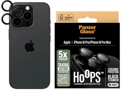 Szkło hartowane Panzer Glass Hoops Lens Protector do Apple iPhone 16 Pro/16 Pro Max Black (1282)