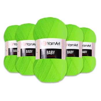 Упаковка YarnArt Baby, Неон №8232, 5 шт – акриловая пряжа, набор для вязания детской одежды, игрушек, пледов (метраж 1 мотка - 50г /150м)