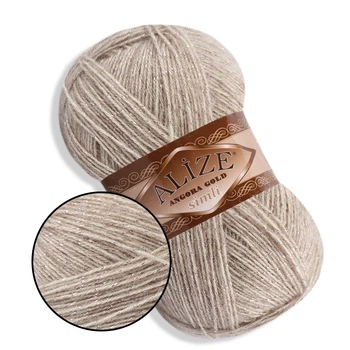 Alize Simli Angora Gold, Бежевый меланж №152 - ангоровая пряжа с люрексом 100 г / 500 м, для ажурных шалей, свитеров, Симли Ангора Голд