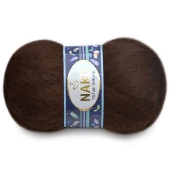 Nako Mohair Delicate, Коричневый №6106 - пряжа Мохер Деликат 100 г / 500 м, 85% акрил, 10% шерсть, 5% мохер, тонкая, для шалей, свитеров и кардиганов