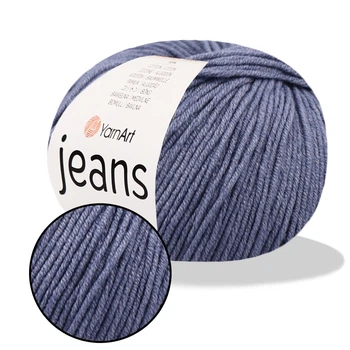 YarnArt Jeans, Графит №68 – пряжа нити для вязания спицами и крючком (игрушки, одежда), 55% хлопок, 45% акрил, 50 г/160 м, полухлопок Ярнарт