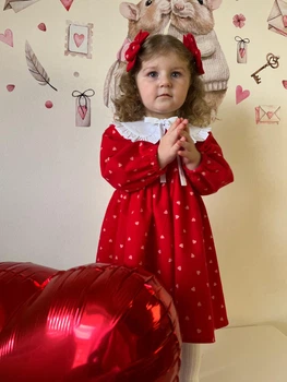 Сукня з комірцем для дівчинки KASHTANCHIK "Heart Love" 122 см червона