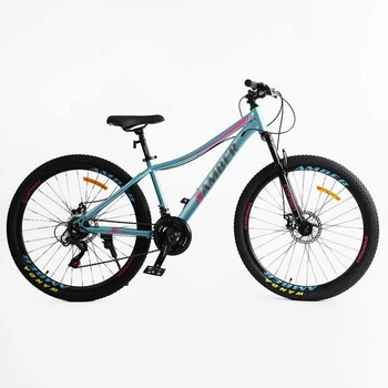 Велосипед спортивний 27.5" Corso Amber MB-811 Shimano 15" 21 швидкість Синьо-рожевий (177331)