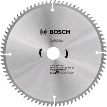 Пиляльний диск Bosch 254*30мм 80 зубів Aluminium Eco 2608644394