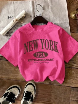 Стильна жіноча оверсайз Футболка LOYS New York USA Малиновий XL