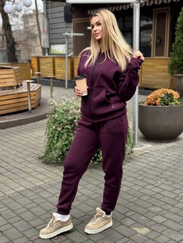 Женский теплый спортивный космтюм на флисе бордовый 56