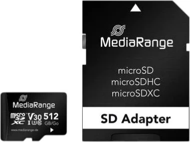 Karta pamięci MediaRange microSDXC 512GB Class 10 UHS-I U3 + adapter SD (4260664878216)
