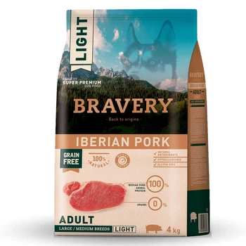 Сухой корм для собак средних и крупных пород склонных к ожирению BRAVERY Iberian Pork L/M Adult Light 4 кг