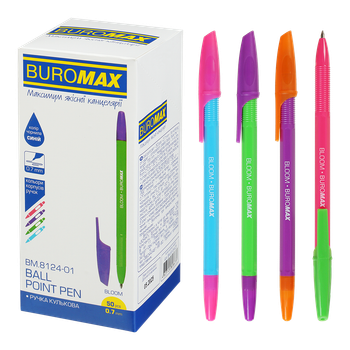 Ручка кулькова Buromax Bloom 0,7мм асорті корпусів синя (BM.8124-01)