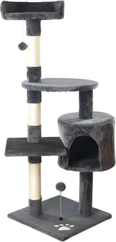 Игровой комплекс для кошек с когтеточкой и домиком MT04 40×40×116 см