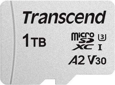 Карта памʼяті Transcend USD300S microSDXC 1TB Class 10 UHS-I U3 + SD адаптер (TS1TUSD300S-A)