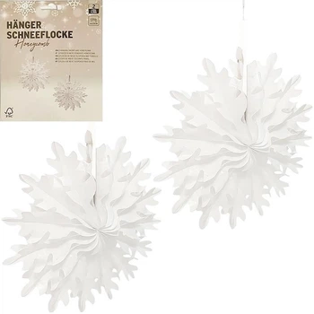 Набір підвісних паперових новорічних прикрас “Сніжинка”, 2 шт | Paper Hanging Decorations Snowflake
