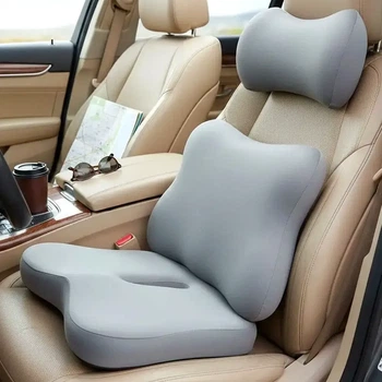 Автоподушки 3 в 1 ортопедические для шеи поясницы с вибрацией белые аккумуляторные ручное управление