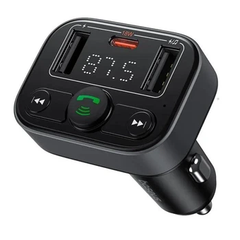 FM модулятор/Автомобільний зарядний пристрій Baseus S-09 Lite 35W (PD18W + QC3.0) Type-C + 2USB Black