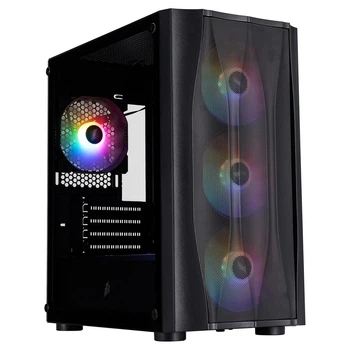 Корпус 1stPlayer X3-M-BK-4F1 Black без БП