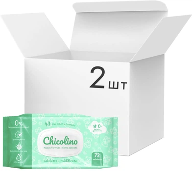 Упаковка серветок вологих Chicolino Алое вера для дорослих і дітей 72 шт х 2 пачки (2000998942946)