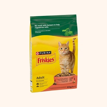 Сухий корм для дорослих котів Purina Friskiesз яловичиною куркою та овочами 10 кг