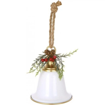 Підвіска декоративна "Christmas Bell" Ø15х18см, біла металева (134392)