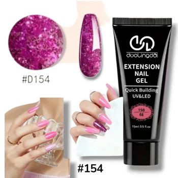Полігель для нарощування нігтів DooLingdai Nail Gel №154 з глітером 15мл