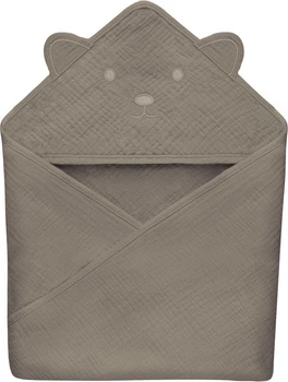 Рушник мусліновий Lionelo Muslin Hooded Towel з капюшоном 80x80 см Beige Cappuccino (5903771709330)