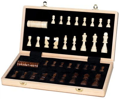 Ігровий набір Goki 2 в 1 Дерев'яний Шахи + Шашки 5220182 (4013594563147)