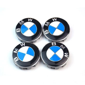 Заглушки в диски BMW 56 mm, комплект колпачков в диски БМВ сине-белые 4 шт