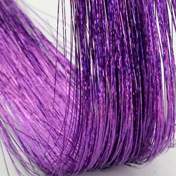 Блестящие фиолетовые голографические пряди purple для волос на клейкой ленте Набор 10 штук блестящие декоративные нити голографик для прически 60 см