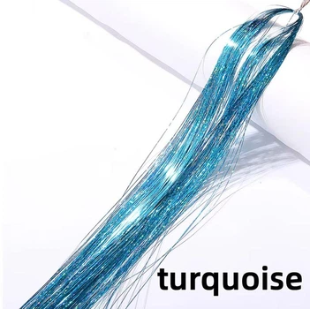 Тонкие бирюзовые голографические пряди turquoise 120 см для волос канекалона блестящие декоративные нити голографик для прически