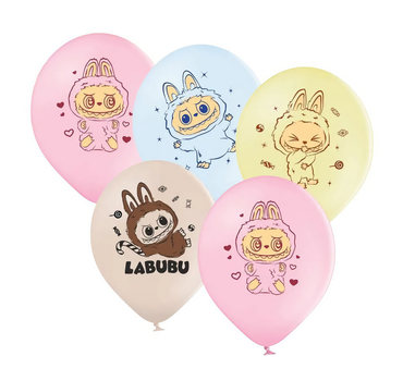 Латексные шары Belbal 12" Монстрики "Labubu", 5 шт, микс цветов