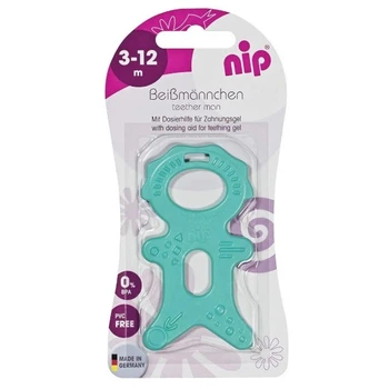 Грызунок для детей силиконовый NIP Человечек 8 тактильных зон 3м+ голубой 37021