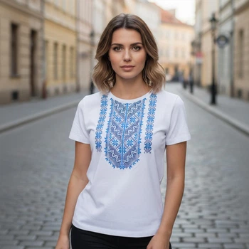 Вишиванка футболка жіноча Волошкове поле XXL Біла