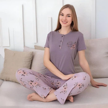 Пижама (футболка+штаны) женская Трикотаж 3XL серая Pure Serenity MIRANO Mir6608-s