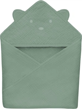 Рушник мусліновий Lionelo Muslin Hooded Towel з капюшоном 80x80 см Green Forest (5903771709354)